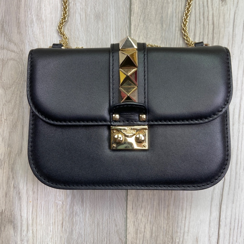Valentino Bag Small Black Cross Body Lock Rockstud Flap taly